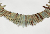 CNS355 Top drilled 5*15mm - 6*45mm sticks serpentine jasper beads