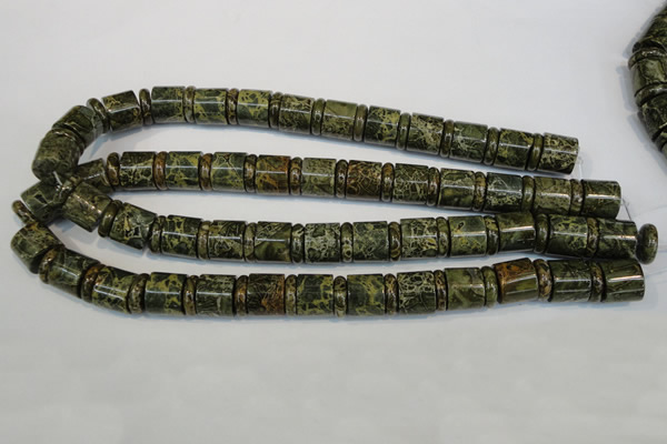 CNS518 15.5 inches 4*14mm rondelle & 12*14mm tube serpentine jasper beads