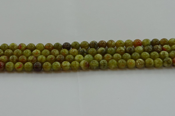 CNS602 15.5 inches 8mm round green dragon serpentine jasper beads