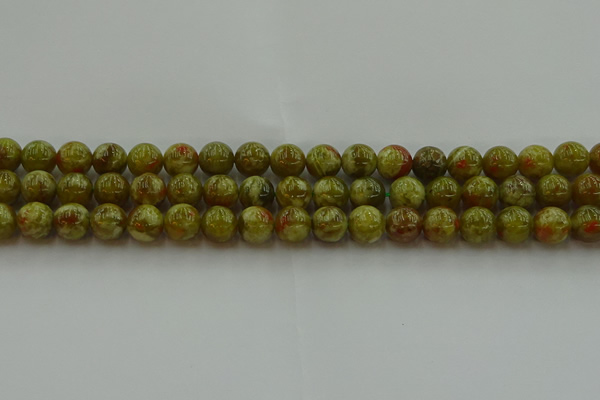 CNS603 15.5 inches 10mm round green dragon serpentine jasper beads