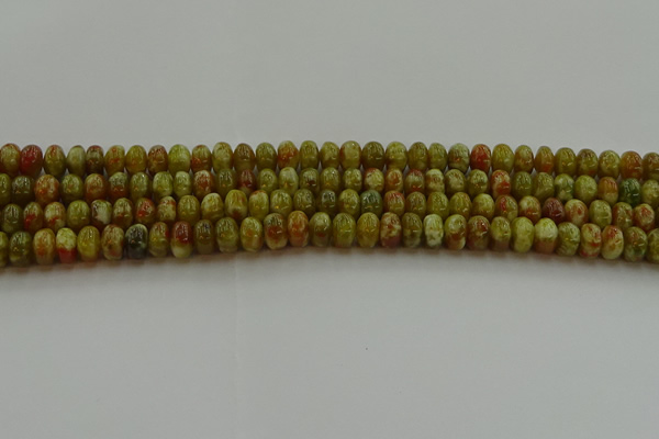 CNS611 15.5 inches 5*8mm rondelle green dragon serpentine jasper beads