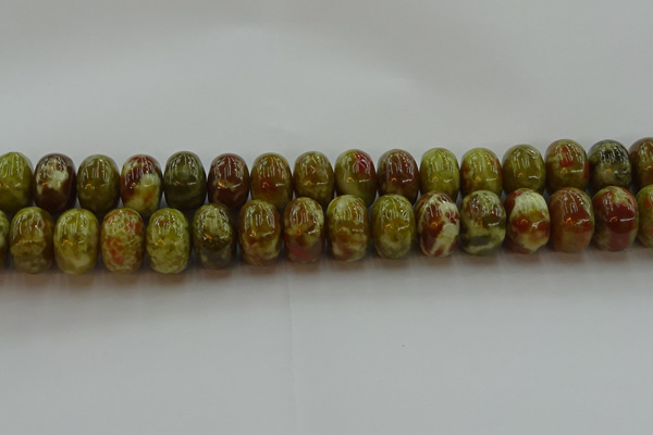 CNS616 15.5 inches 12*18mm rondelle green dragon serpentine jasper beads