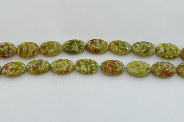 CNS634 15.5 inches 15*20mm oval green dragon serpentine jasper beads