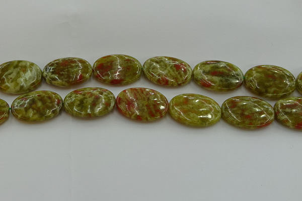 CNS637 15.5 inches 22*30mm oval green dragon serpentine jasper beads