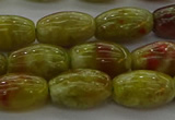 CNS641 15.5 inches 7*12mm rice green dragon serpentine jasper beads