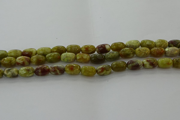 CNS661 15.5 inches 8*12mm drum green dragon serpentine jasper beads