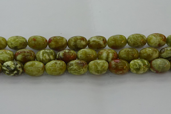 CNS665 15.5 inches 15*20mm drum green dragon serpentine jasper beads