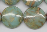 CNS84 15.5 inches 25mm flat round natural serpentine jasper beads