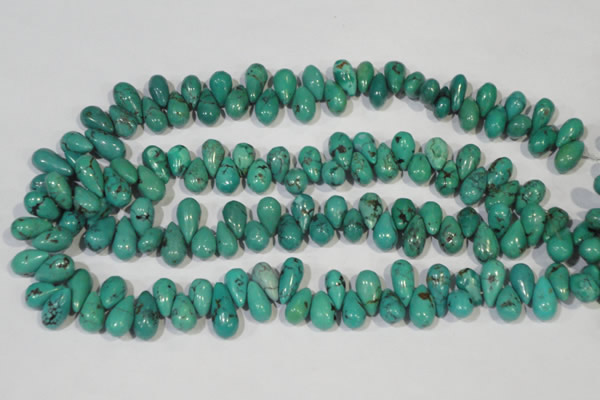 CNT230 Top-drilled 6*12mm - 8*18mm teardrop natural turquoise beads