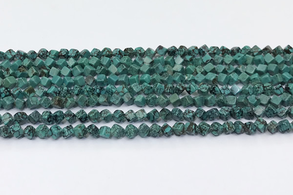 CNT553 15.5 inches 4mm cube turquoise gemstone beads