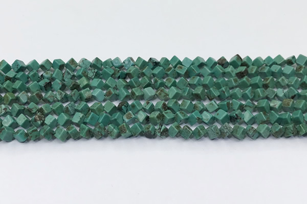 CNT554 15.5 inches 4mm cube turquoise gemstone beads