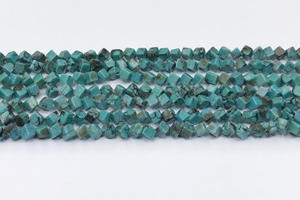 CNT555 15.5 inches 4mm cube turquoise gemstone beads