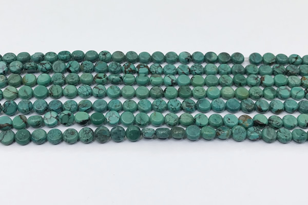 CNT558 15.5 inches 6mm flat round turquoise gemstone beads