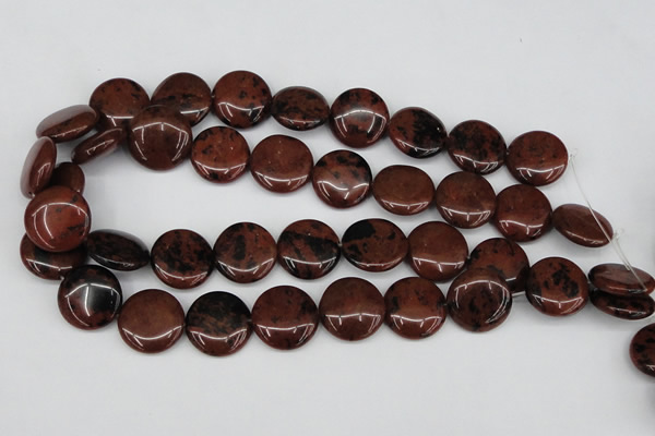COB101 15.5 inches 20mm flat round mahogany obsidian beads