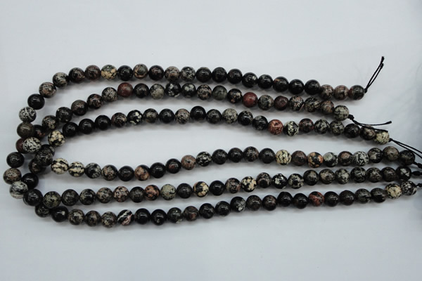 COB151 15.5 inches 8mm round snowflake obsidian beads