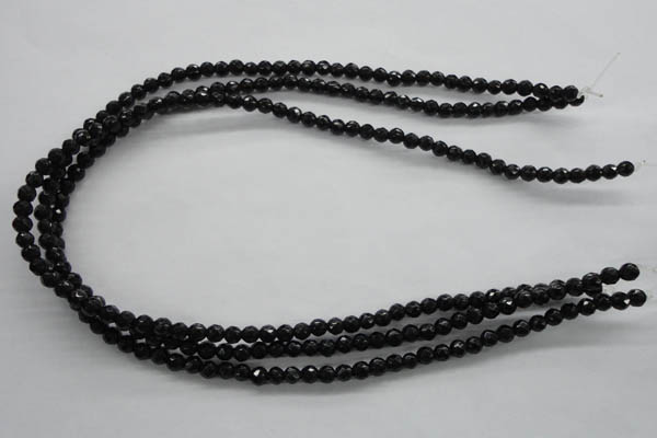 COB351 15.5 inches 5mm faceted round black obsidian beads