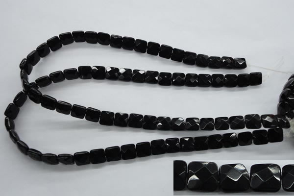 COB390 15.5 inches 10*10mm faceted square black obsidian beads