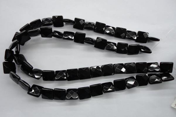 COB392 15.5 inches 14*14mm faceted square black obsidian beads