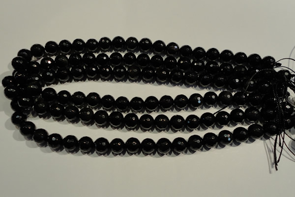 COB453 15.5 inches 10mm faceted round black obsidian beads