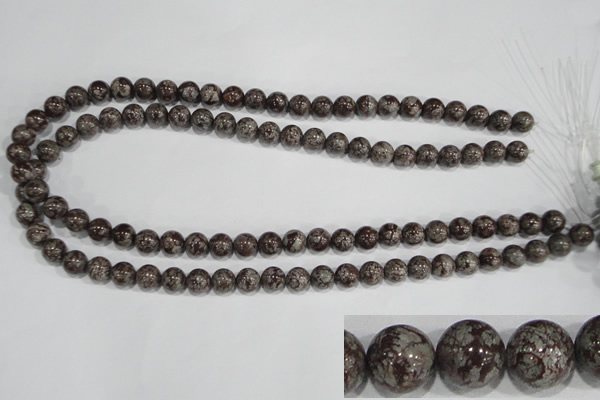 COB552 15.5 inches 8mm round red snowflake obsidian beads wholesale