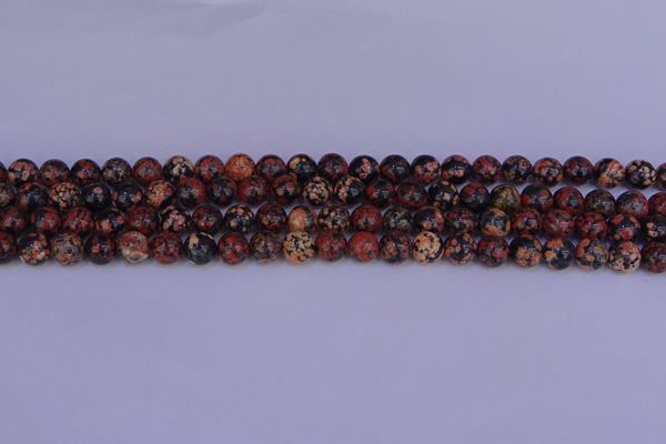 COB661 15.5 inches 6mm round red snowflake obsidian beads