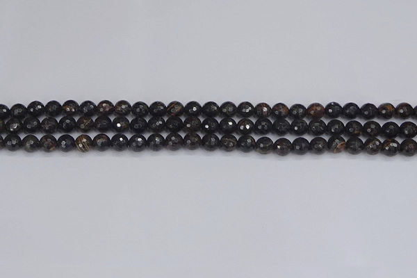 COB684 15.5 inches 4mm faceted round golden black obsidian beads