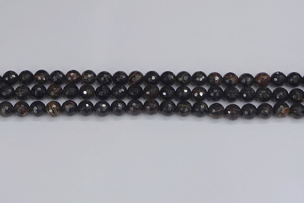 COB685 15.5 inches 6mm faceted round golden black obsidian beads