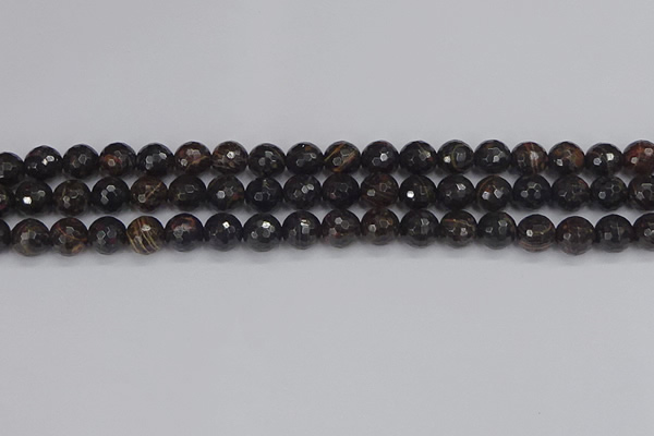 COB686 15.5 inches 8mm faceted round golden black obsidian beads