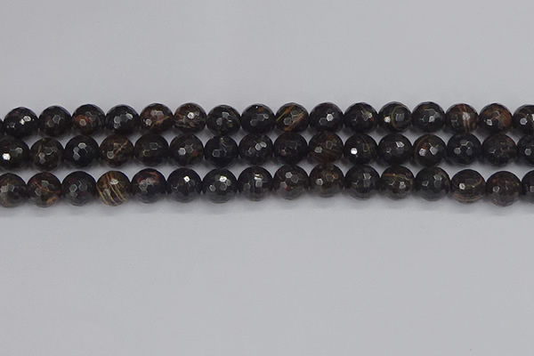 COB687 15.5 inches 10mm faceted round golden black obsidian beads
