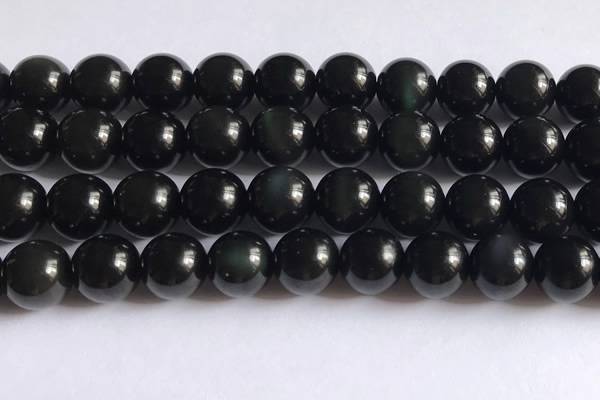 COB725 15.5 inches 14mm round black obsidian gemstone beads