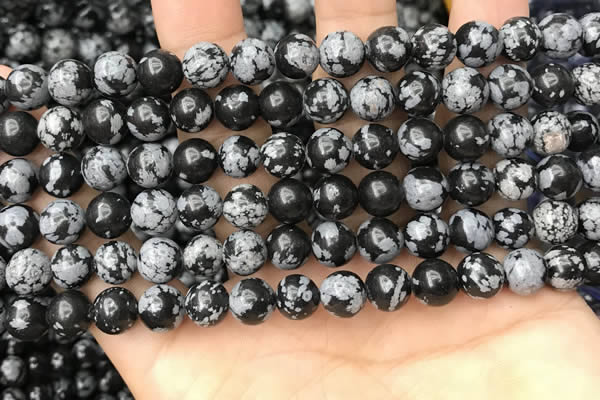 COB760 15.5 inches 8mm round snowflake obsidian beads wholesale
