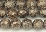 COB780 15 inches 6mm faceted round Chinese snowflake obsidian beads
