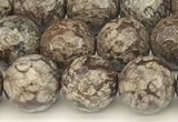 COB781 15 inches 8mm faceted round Chinese snowflake obsidian beads