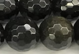COB788 15 inches 12mm faceted round golden obsidian beads