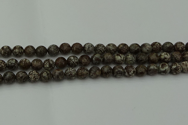 COB813 15.5 inches 10mm faceted round red snowflake obsidian beads
