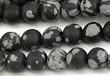 COB825 15 inches 4mm round matte snowflake obsidian beads