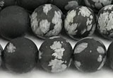 COB827 15 inches 8mm round matte snowflake obsidian beads