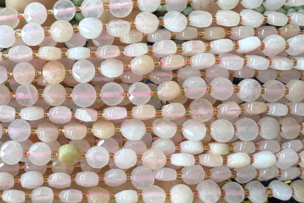 COIN142 15 inches 6mm faceted coin pink aventurine jade beads