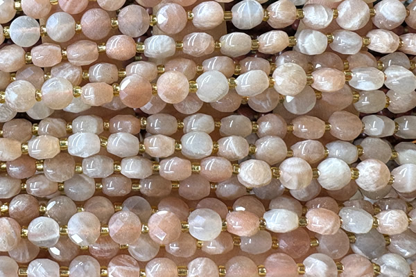 COIN143 15 inches 6mm faceted coin moonstone gemstone beads