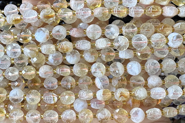 COIN145 15 inches 6mm faceted coin citrine gemstone beads