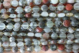 COIN154 15 inches 6mm faceted coin blood jasper beads