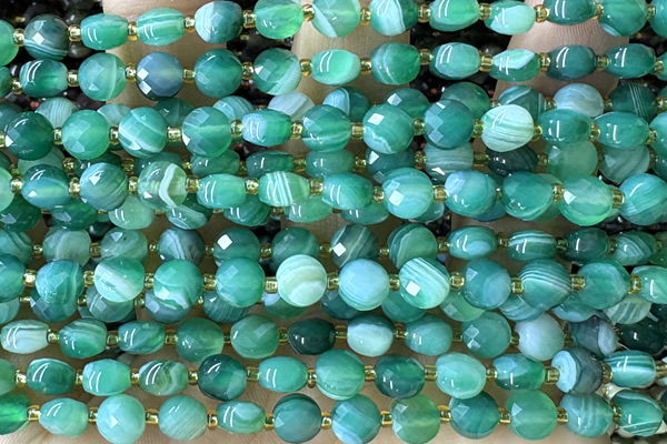 COIN163 15 inches 6mm faceted coin line agate beads