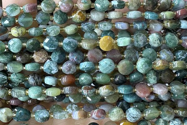 COIN164 15 inches 6mm faceted coin India agate beads