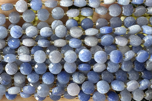 COIN167 15 inches 6mm faceted coin blue aventurine gemstone beads