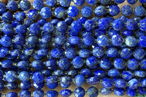 COIN170 15 inches 6mm faceted coin lapis lazuli gemstone beads