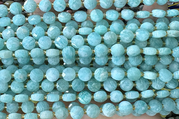 COIN186 15 inches 6mm faceted coin amazonite gemstone beads
