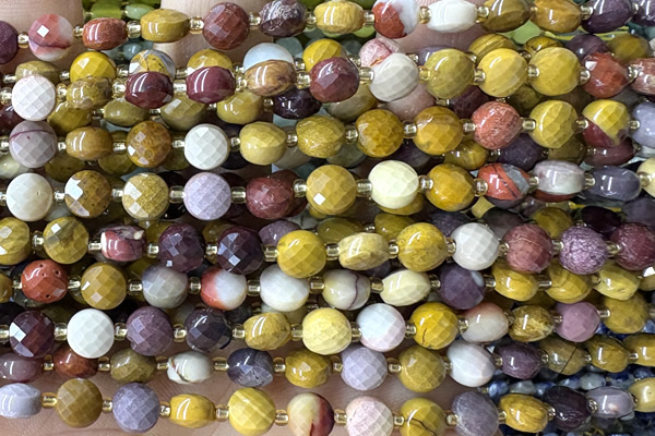 COIN192 15 inches 6mm faceted coin mookaite gemstone beads