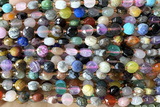 COIN193 15 inches 6mm faceted coin mix gemstone beads