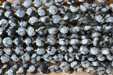 COIN195 15 inches 6mm faceted coin snowflake obsidian beads