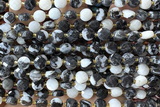 COIN196 15 inches 6mm faceted coin black & white jasper beads